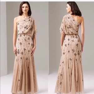 Adrianna Papell nude one shoulder dress - Size 10